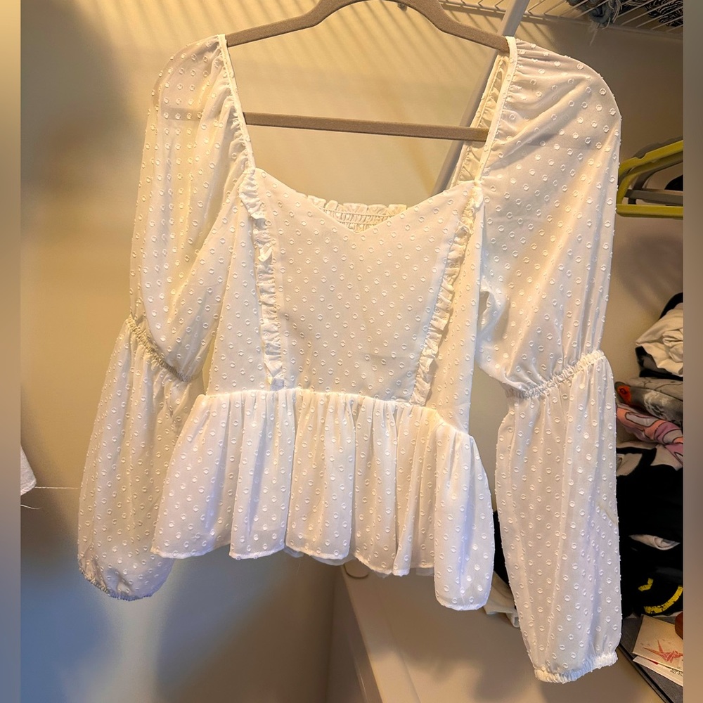 White babydoll sheer top / XS
